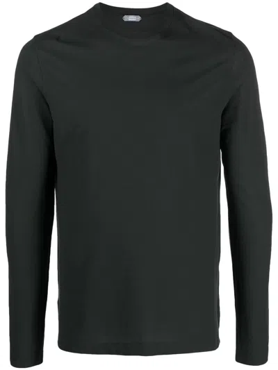 Zanone Long-sleeved Cotton T-shirt In Grün
