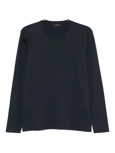 Zanone Long-sleeved Crew-neck T-shirt In Black