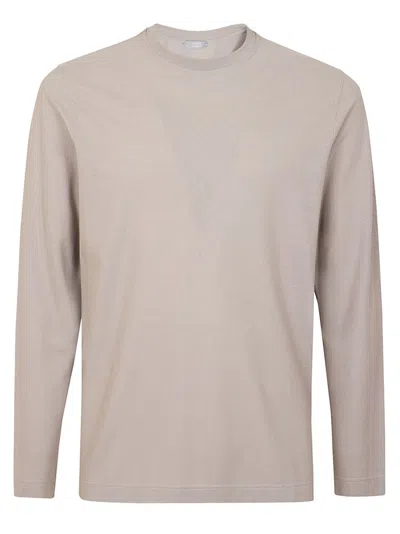 Zanone Long-sleeved Crew Neck T-shirt With Relaxed Fit In Neutral