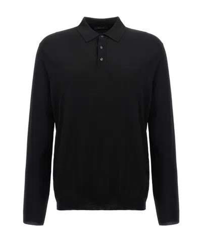 ZANONE ZANONE LONG-SLEEVED FINE-KNIT POLO SHIRT