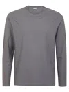 Zanone Long-sleeved Grey Cotton T-shirt With Classic Crew Neckline In Gray