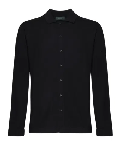 Zanone Long-sleeved Shirt In Black