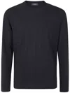 Zanone Long-sleeve Crew-neck Top In Black