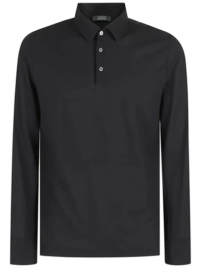 Zanone Long Sleeves Polo Shirt In Black