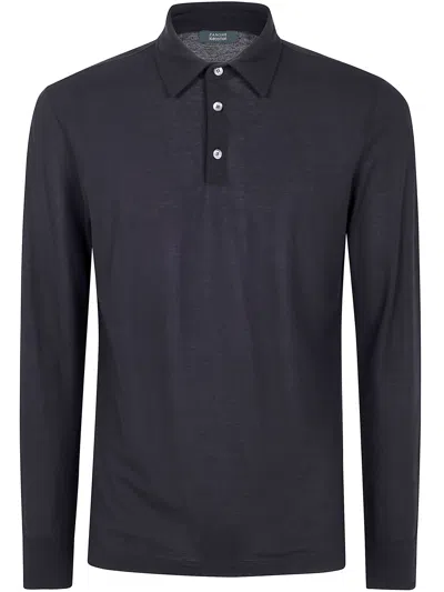 Zanone Long Sleeves Polo Shirt In Black
