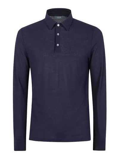 Zanone Long Sleeves Polo Shirt In Blue