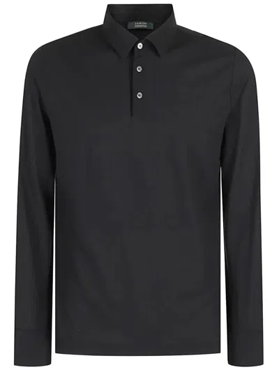 Zanone Long Sleeves Polo Shirt Clothing In Black