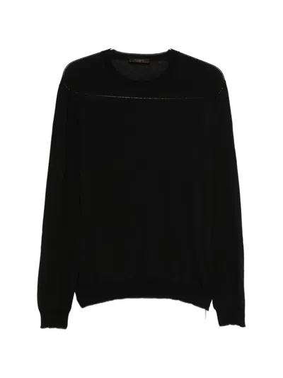 Zanone Long-sleeve Crew-neck Knitwear In Black