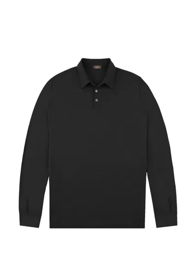 Zanone Long-sleeve Polo Shirt In Black