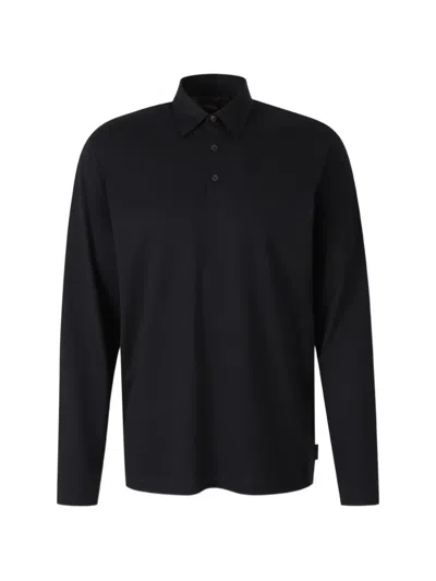 Zanone Long-sleeve Polo Shirt In Black