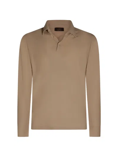 Zanone Long-sleeve Polo Shirt In Brown