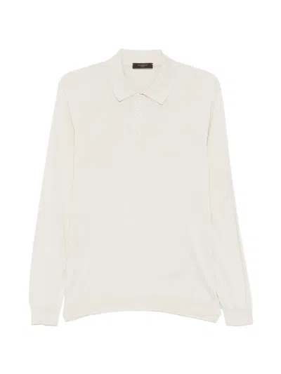 Zanone Long-sleeve Polo Shirt In White