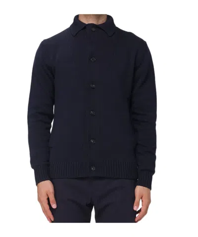 Zanone Long-sleeve Single-breasted Cardigan In Blue