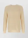 Zanone Ribbed Cashmere Sweater With Crew Neck And Cuffed Sleeves In Neutral