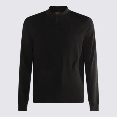 Zanone Polo Collar Sweater Ribbed Finish In Black