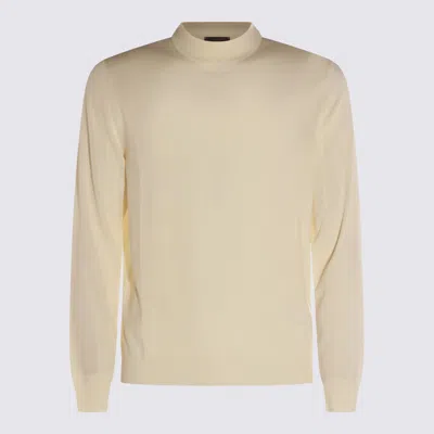 Zanone High Neck Long Sleeve Knit Sweater In Brown