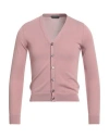 Zanone Man Cardigan Antique Rose Size 34 Cotton In Pink