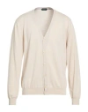 Zanone Man Cardigan Beige Size 48 Virgin Wool, Polyamide In White