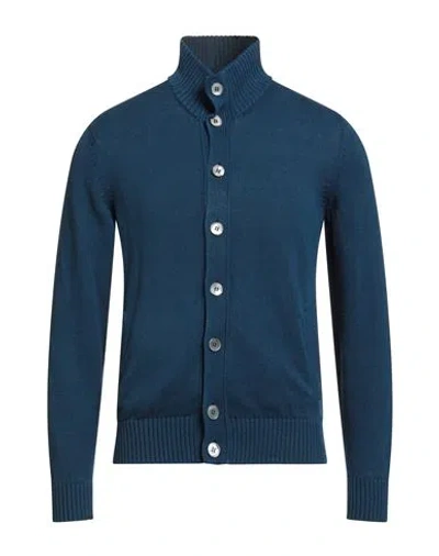 Zanone Man Cardigan Blue Size 44 Linen, Cotton