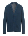 Zanone Man Cardigan Blue Size 46 Linen, Cotton