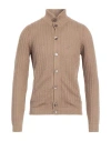 Zanone Man Cardigan Camel Size 46 Linen, Cotton In Camel