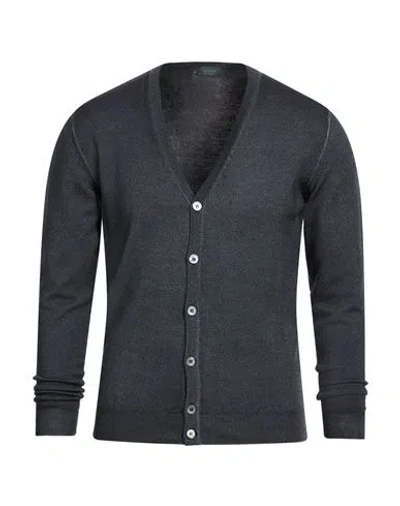 Zanone Man Cardigan Charcoal Size 38 Virgin Wool In Gray