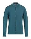 Zanone Man Cardigan Deep Jade Size 44 Virgin Wool, Polyamide In Green