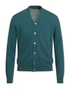 Zanone Man Cardigan Deep Teal Size 42 Cotton In Green