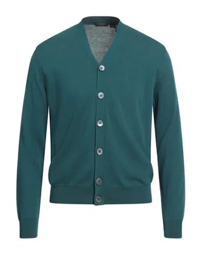 Zanone Man Cardigan Deep Teal Size 42 Cotton In Green