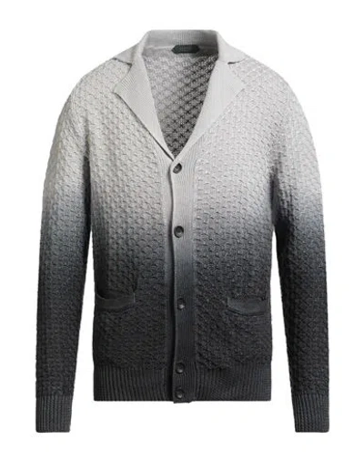 Zanone Man Cardigan Light Grey Size 40 Linen, Cotton In Gray
