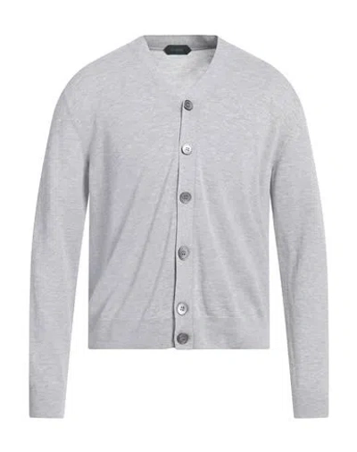 Zanone Man Cardigan Light Grey Size 42 Cotton