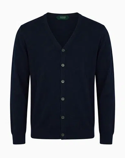 Zanone Man Cardigan Midnight Blue Size 38 Virgin Wool, Polyamide In Animal Print