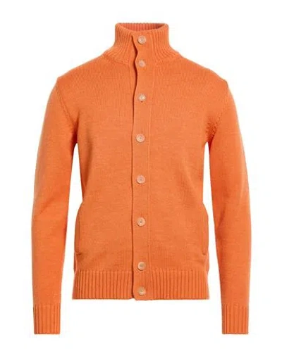 Zanone Man Cardigan Orange Size 40 Virgin Wool