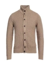 Zanone Man Cardigan Sand Size 40 Linen, Cotton In Beige