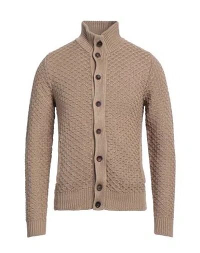 Zanone Man Cardigan Sand Size 40 Linen, Cotton In Beige