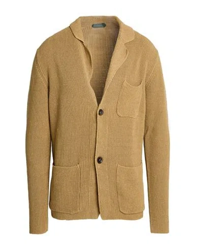 Zanone Man Cardigan Sand Size 46 Cotton