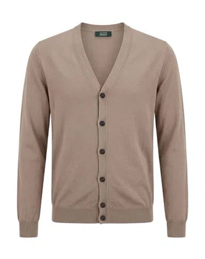 Zanone Man Cardigan Taupe Size 44 Virgin Wool, Polyamide In Multi