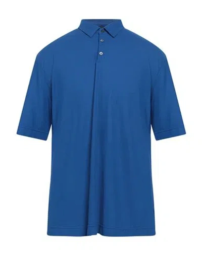 Zanone Man Polo Shirt Blue Size 40 Cotton