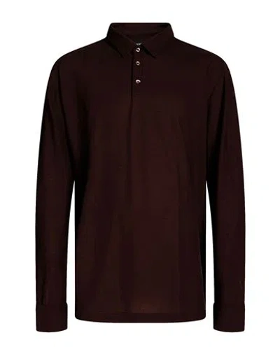 Zanone Man Polo Shirt Chocolate Brown Size 48 Cotton
