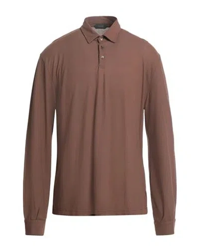 Zanone Man Polo Shirt Cocoa Size 46 Cotton In Brown