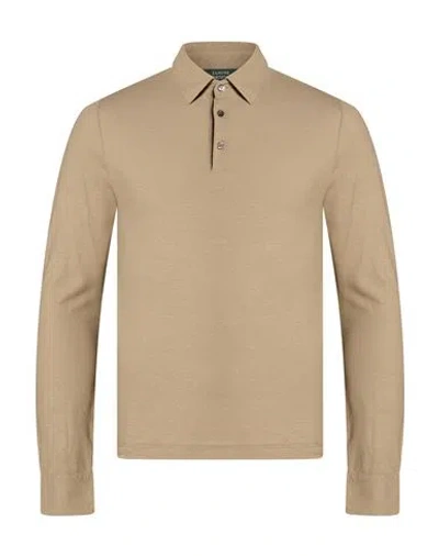 Zanone Man Polo Shirt Light Brown Size 34 Cotton In Neutral