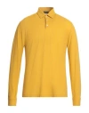 Zanone Man Polo Shirt Ocher Size 44 Cotton In Yellow