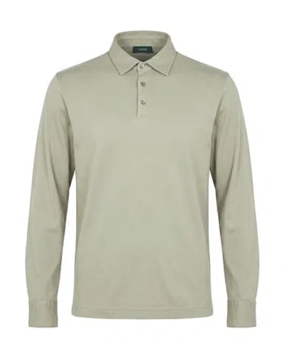 Zanone Man Polo Shirt Sage Green Size 40 Cotton