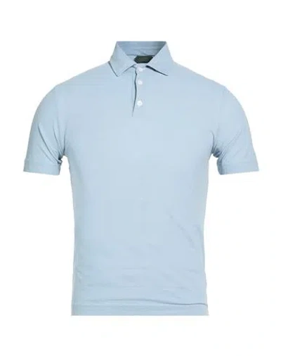 Zanone Man Polo Shirt Sky Blue Size 34 Cotton