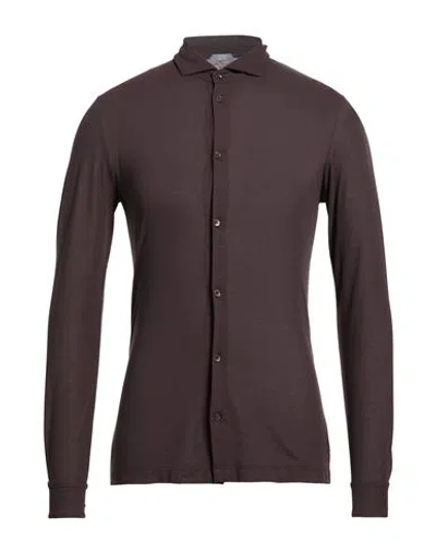 Zanone Man Shirt Chocolate Brown Size 44 Cotton