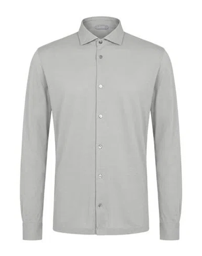 Zanone Man Shirt Grey Size 46 Cotton In Gray