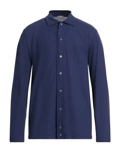 Zanone Man Shirt Navy Size 46 Cotton In Blue
