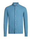 Zanone Man Shirt Slate Blue Size 36 Cotton