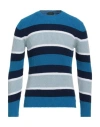 Zanone Man Sweater Azure Size 38 Cotton In Blue