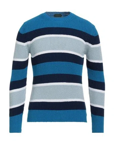 Zanone Man Sweater Azure Size 38 Cotton In Multi